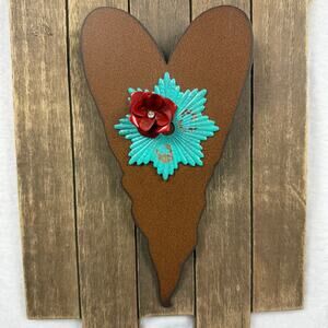 Home Decor Rusted‎ Look Heart Metal Decor 9"